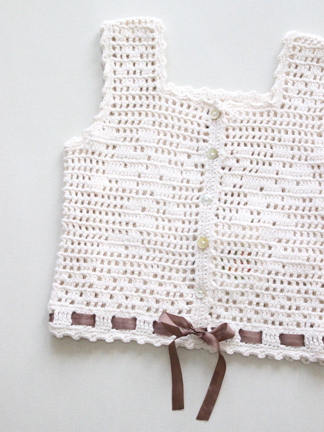 iver and isla  lace crochet camisole. natural  4y