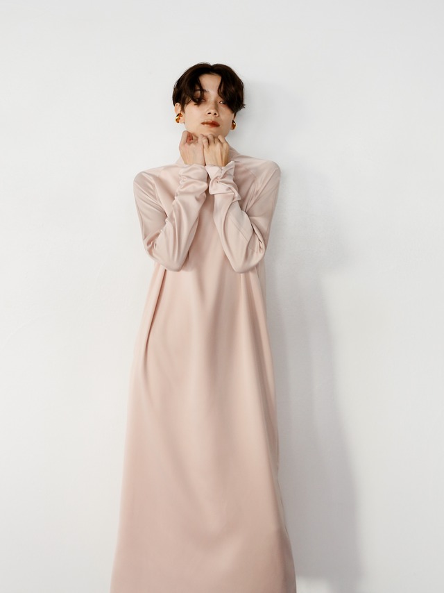 high-neck satin onepiece（pink）