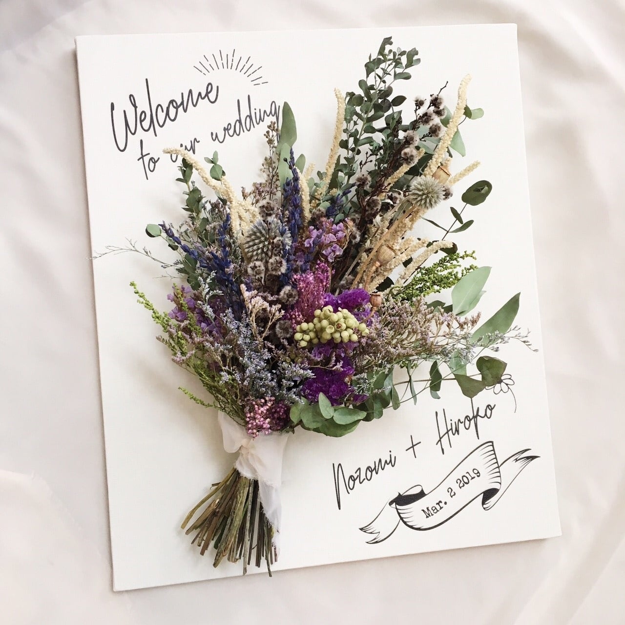 スワッグ付きキャンバスボード ウェルカムボード(グリーン)│手書き風