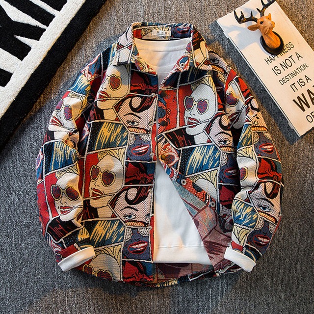 【HPCPシリーズ】★シャツ★ トップス アウター 男女兼用 メンズ 人物柄 おしゃれ  カジュアル 合わせやすい