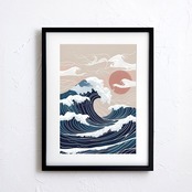The Great Wave 2025｜浮世絵の名作を現代に再構築した和モダンアートポスター｜伝統とモダンが融合するスタイリッシュインテリアA3ポスター