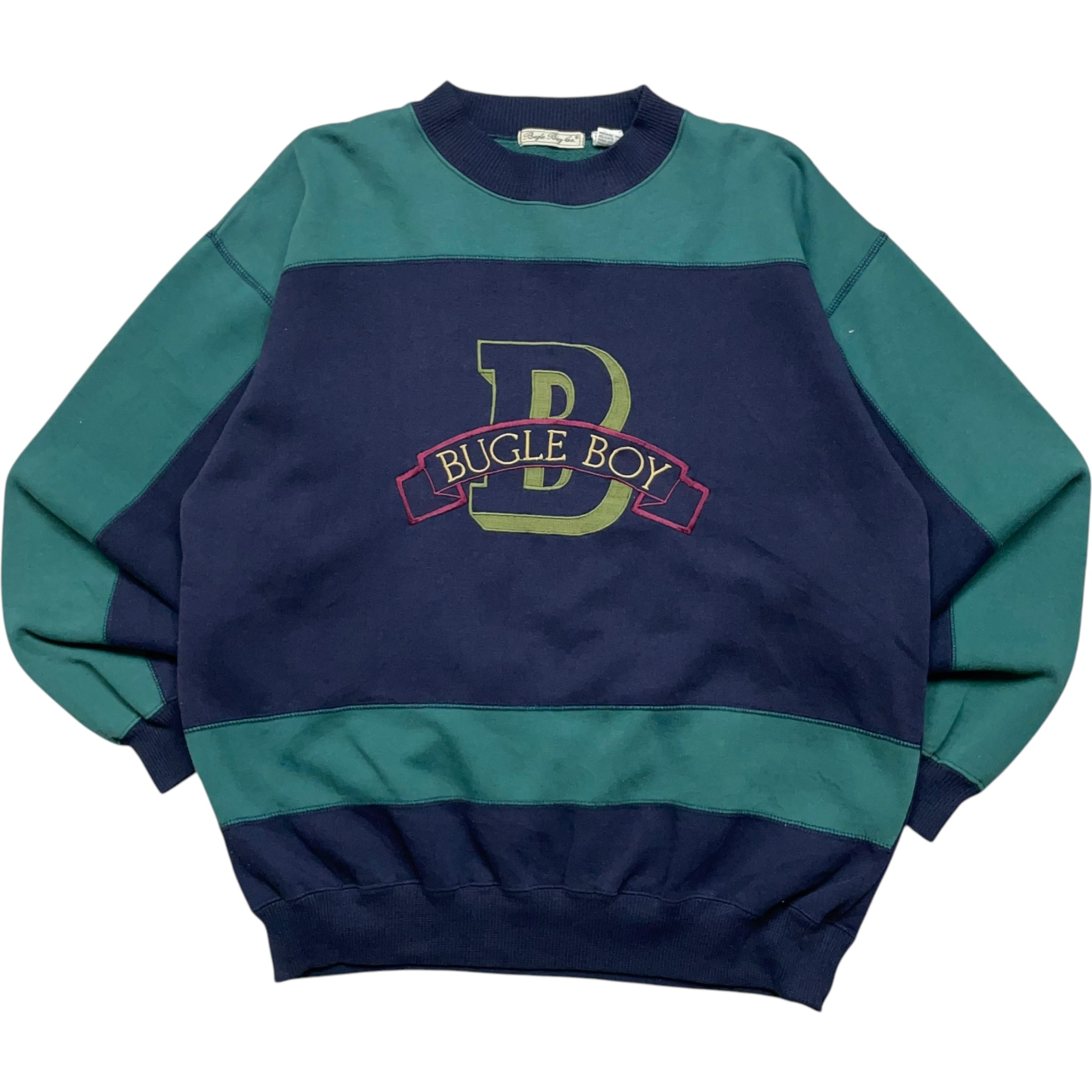 《L》 Bugle Boy Co. スウェット 切り替え 刺繍ロゴ 90年代〜 no.6432