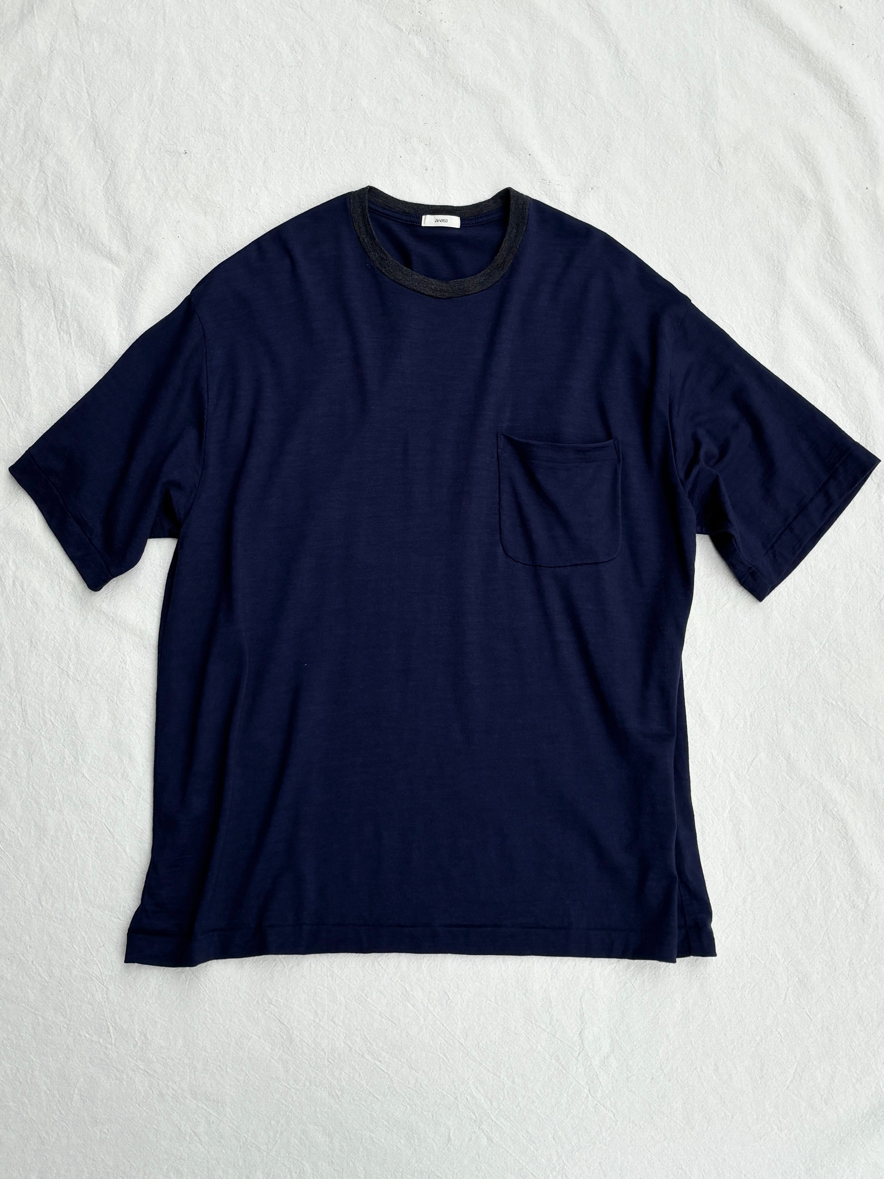 awasa / super 100's ウール Tシャツ (NAVY×DARK GRAY) | THE MODERN AGE