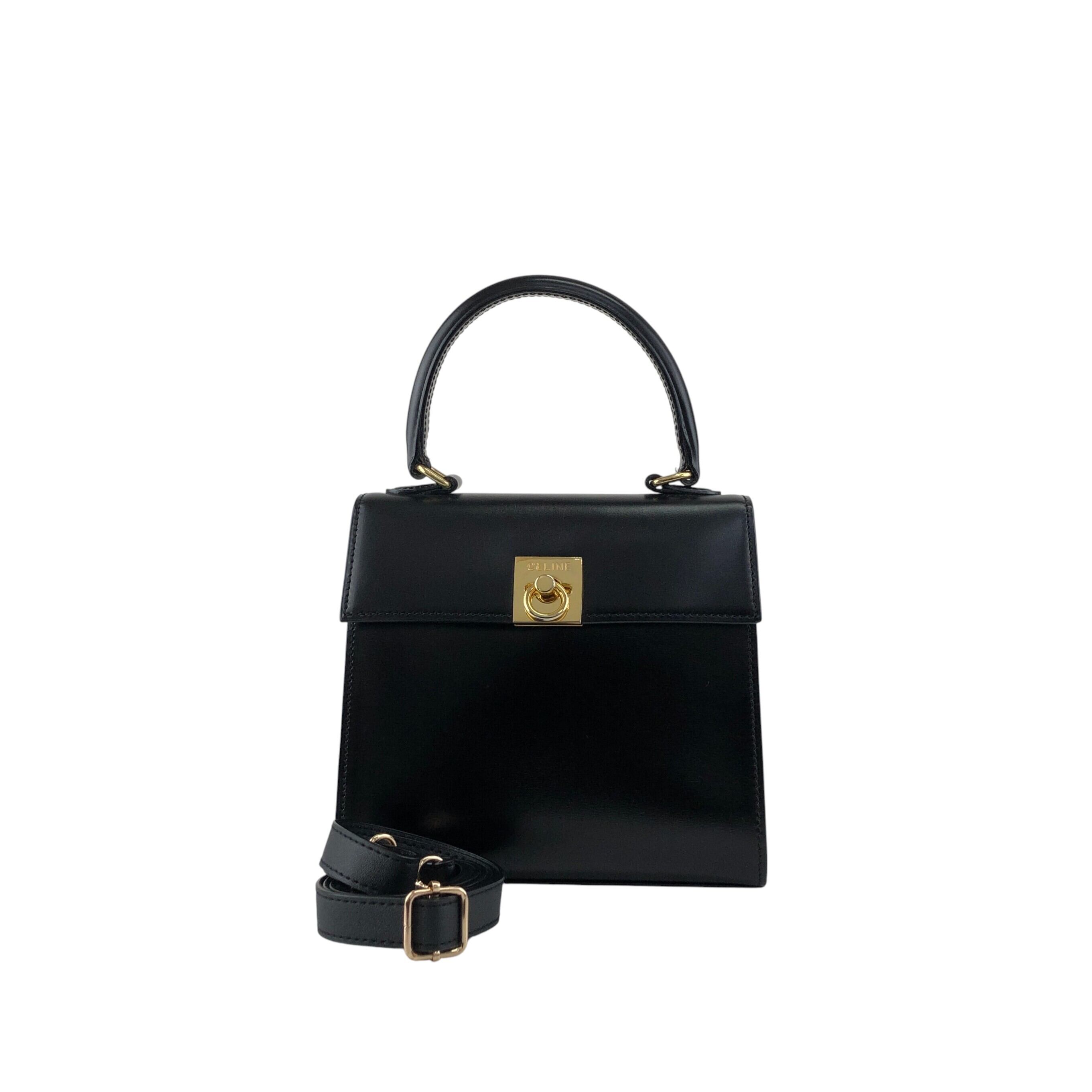 CELINE セリーヌ ショルダーバッグ ブラック ガンチーニ レザー 2way