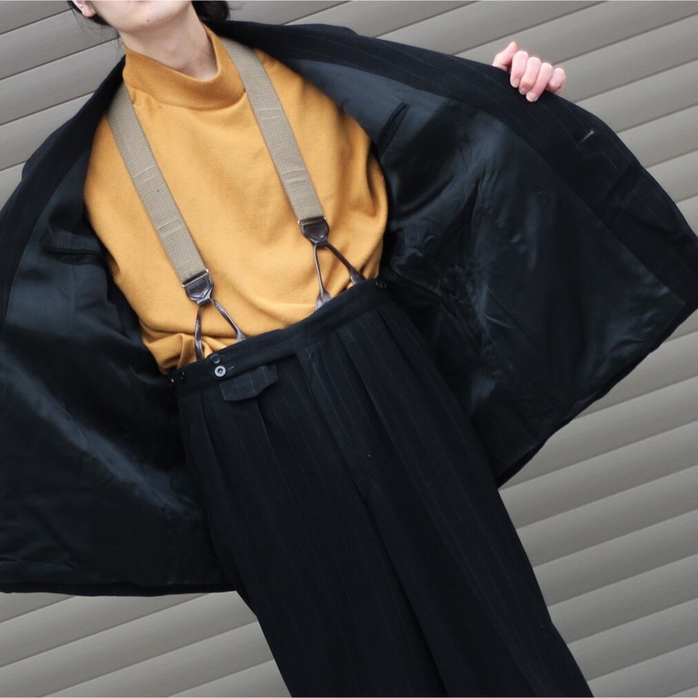 1950's ウールギャバジン ブラック ダブルブレスト オーバーサイズ
