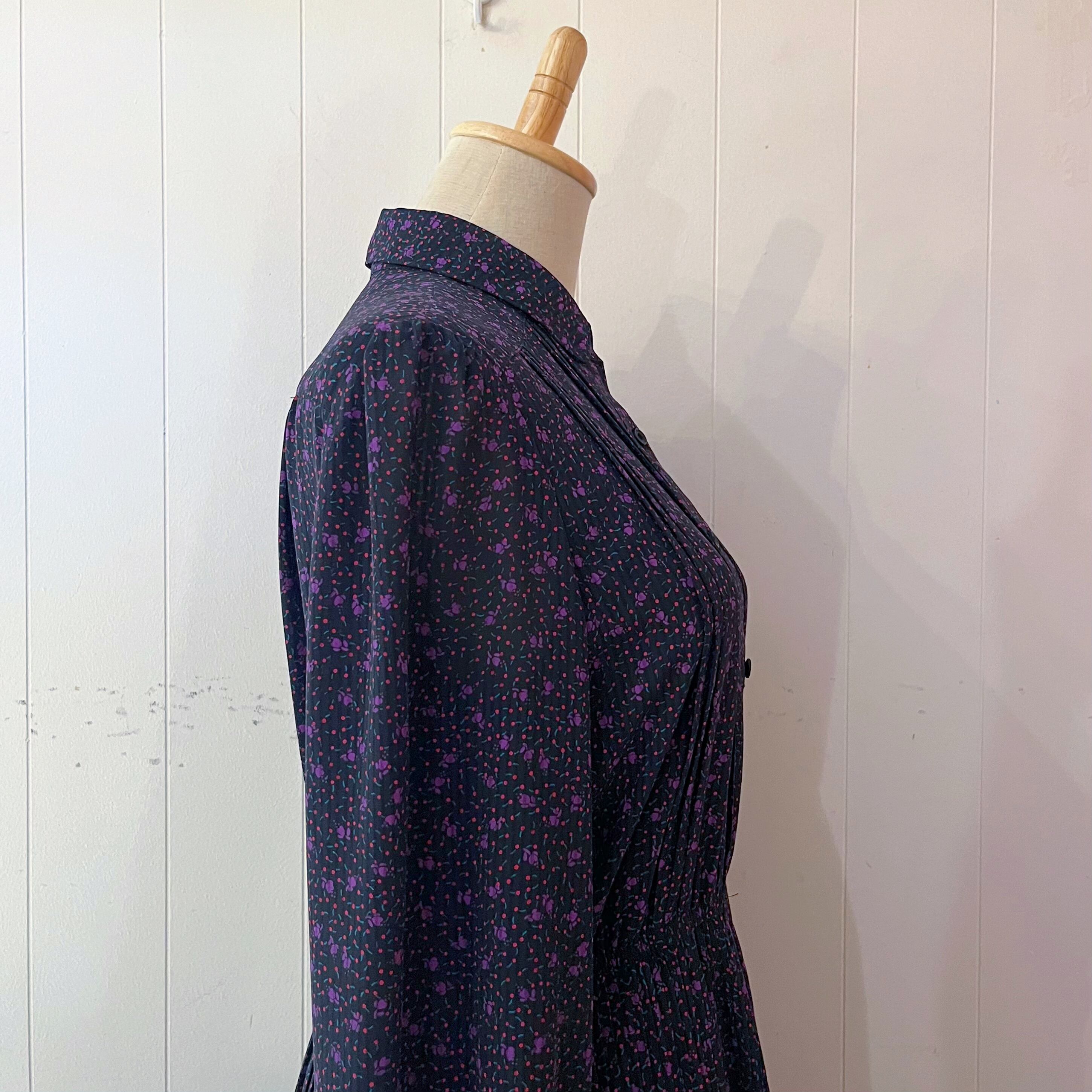 purple heart dot pleats one-piece