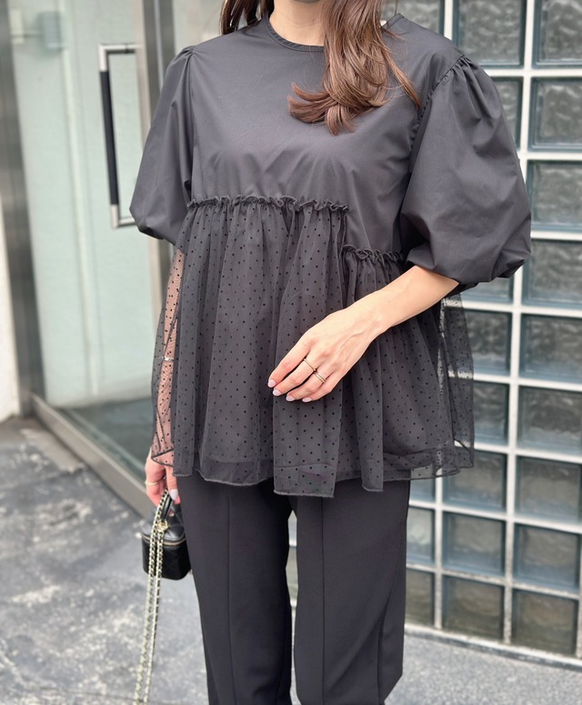 ◆即納◆アシンメトリードットドッキングトップス（ネコポス対応）（ご注文から1-4営業日でお届け）