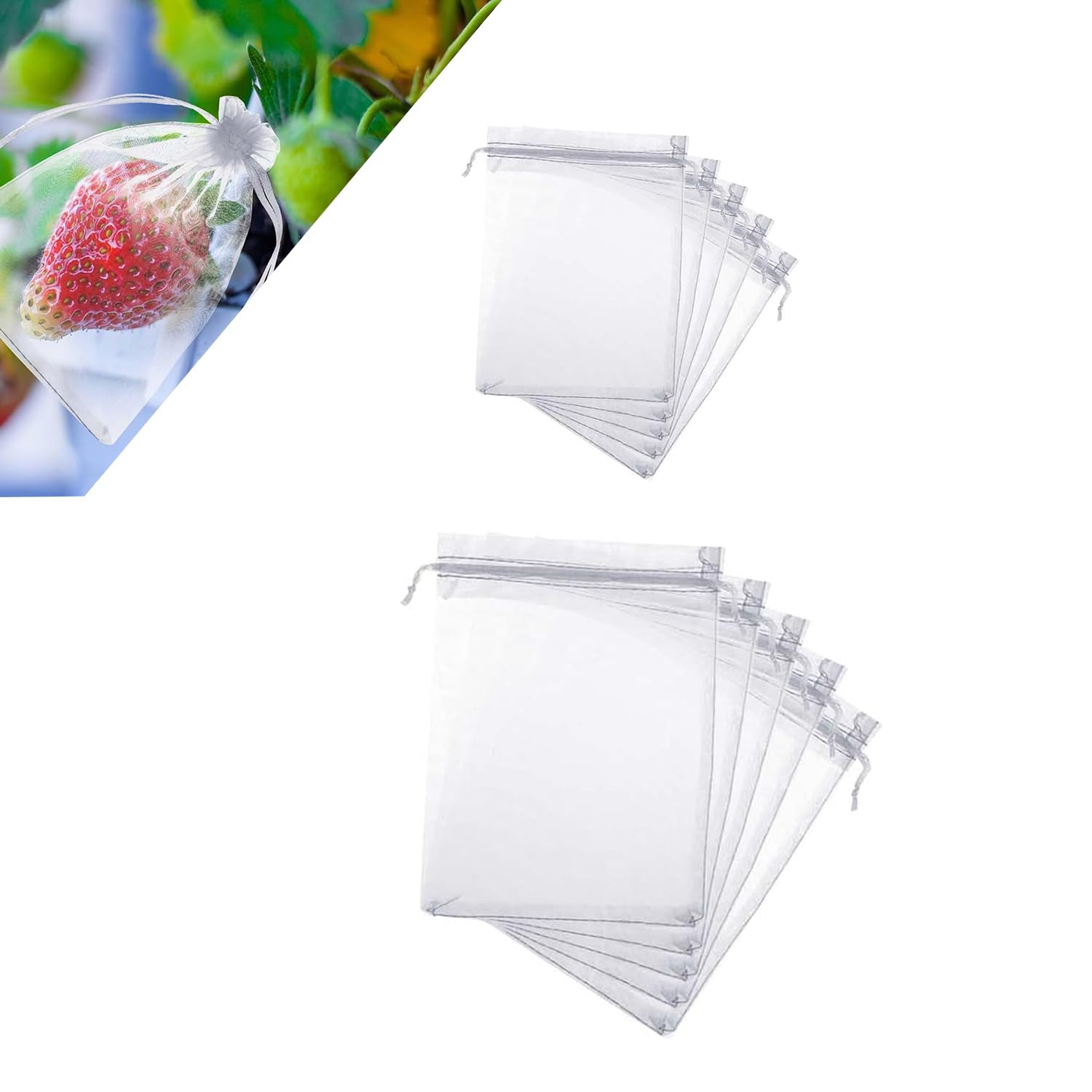 【在庫処分】防虫ネット 果物保護バッグ 果実袋 8*10cm(20枚) 10*15cm(20枚) 果実防虫袋 メッシュバッグ 保護 ネット 収穫ネット ネット 袋 害虫鳥よけネット 防鳥ネット 家庭菜園用 園芸用 光透過性