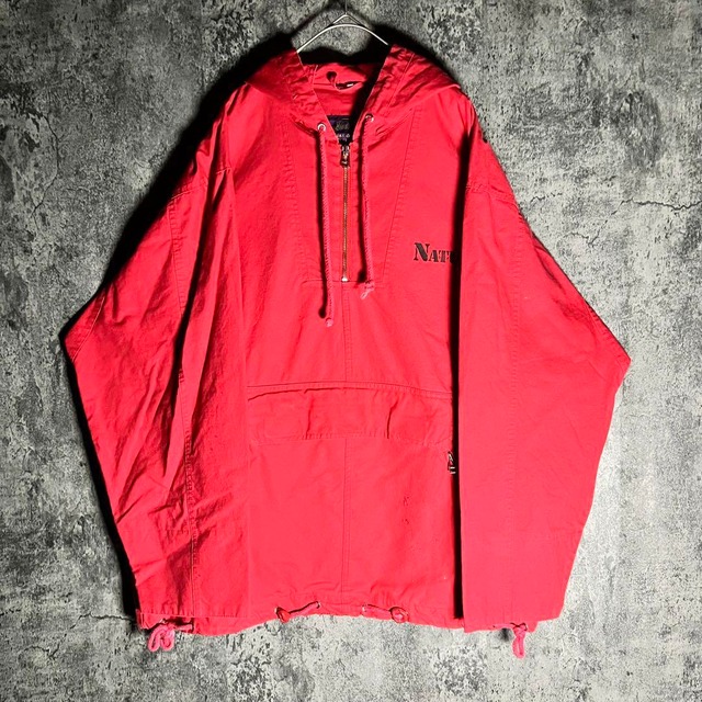 Vintage hooded red half-zip jumper