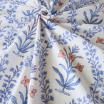 ブロックプリント生地【50cm単位】インド綿 花柄(大) 白×パープルブルー×オレンジ #25458-BL2