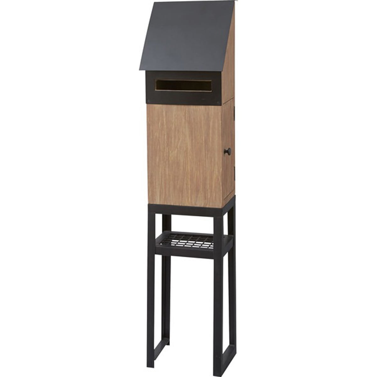 アイザック ポスト 天然木 ミンディ ラッカー塗装 スチール 粉体塗装