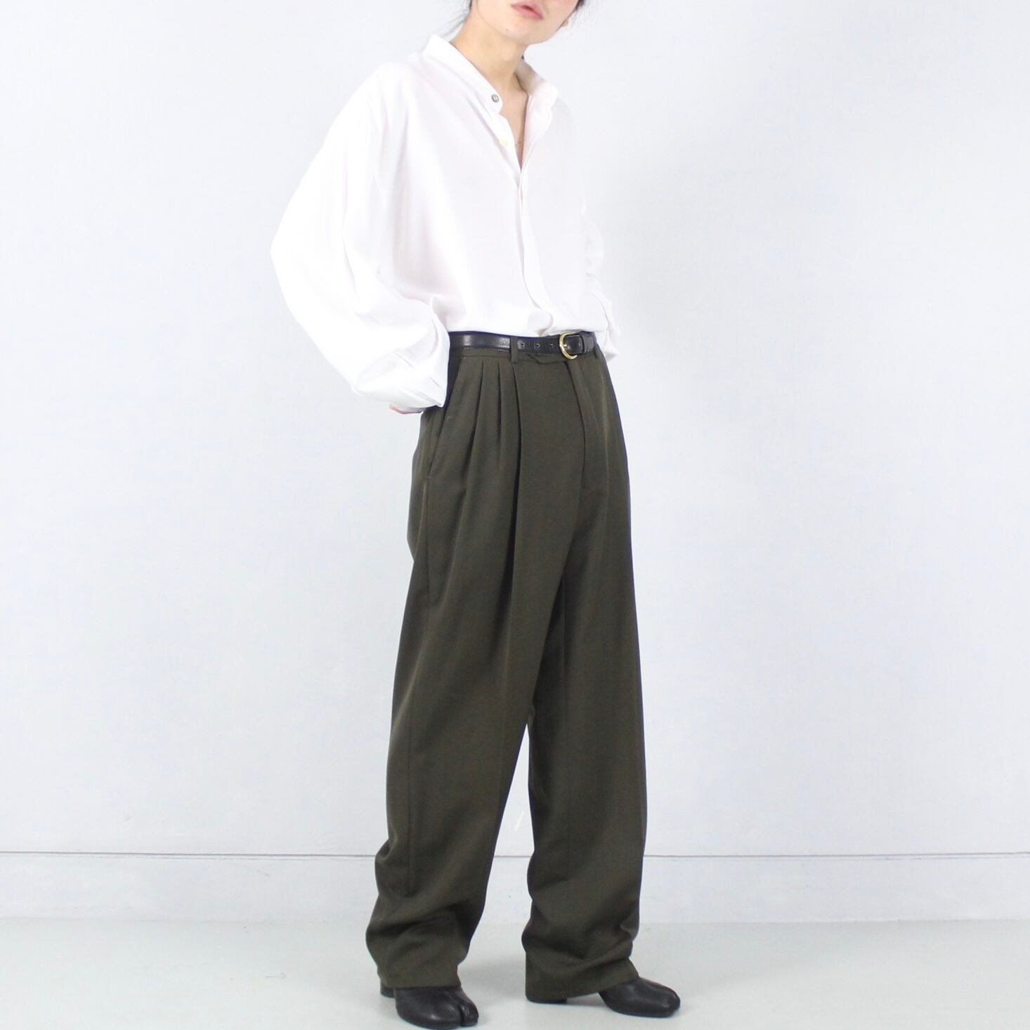 90s \"レーヨンギャバ“ 3タック スラックス “オリーブ” SAVANE 90's GIVENCHY Wool Gabardine 3tuck Slacks 80年代 90年代 ジバンシー