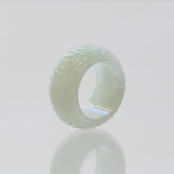 Carving NyoY 翡翠くり抜き甲丸リング A貨翡翠 jd_rg2517