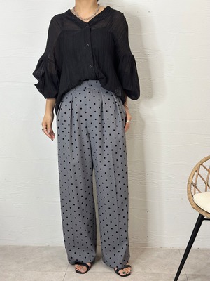 【CLOCHE】ドットフロッキータックパンツ