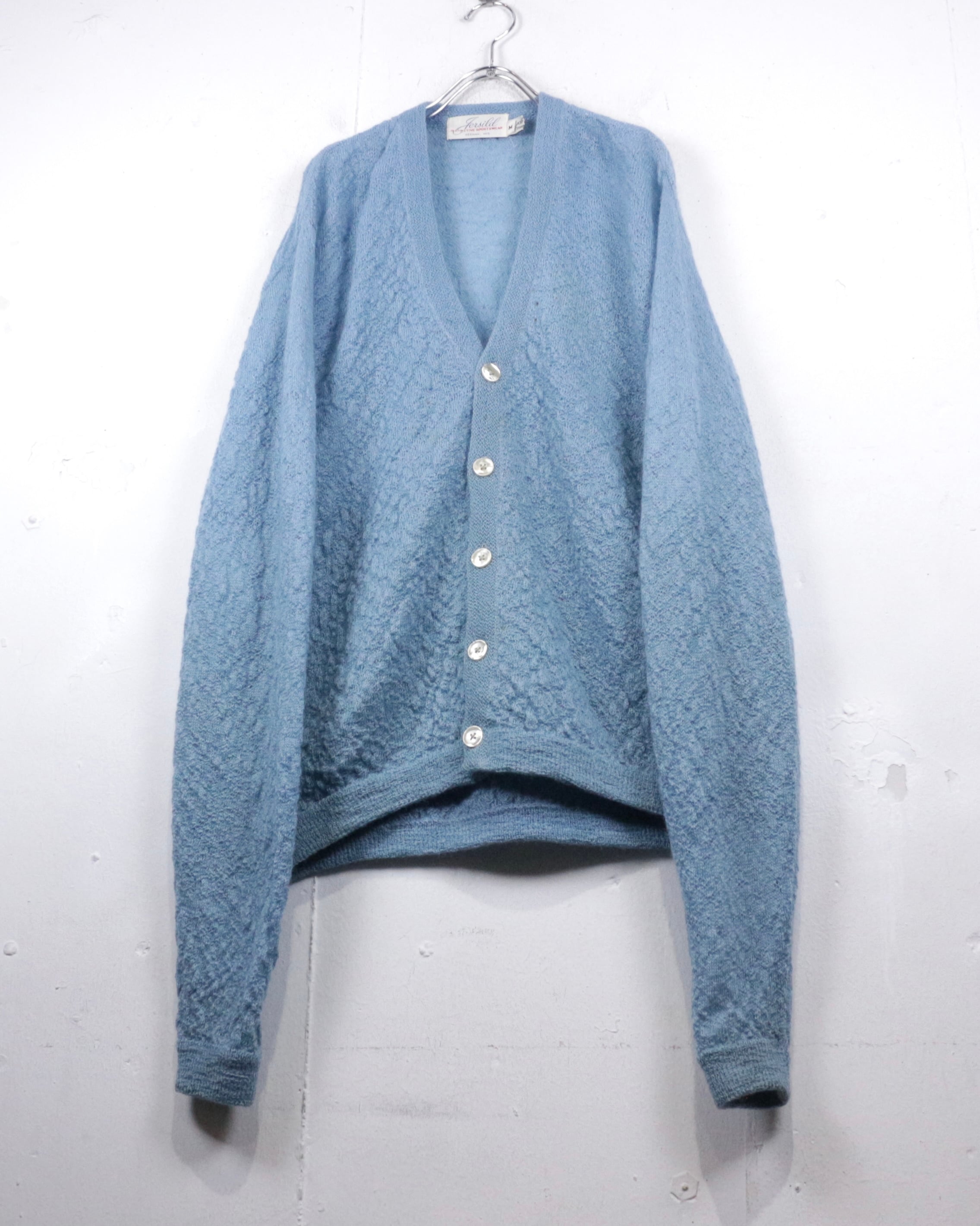 Caka act2】60's Light Blue Color Vintage Mohair Knit Cardigan