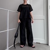 リーフ柄刺繍ランダムcamisole/ブラック