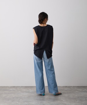 No.24016 シルケットノースリーブTシャツ  Black