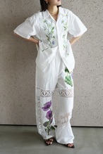 lace open collar shirt blue chamomile
