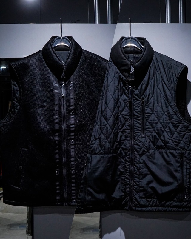 【add (C) vintage】"Reversible" Quilting × Mesh Loose Vest