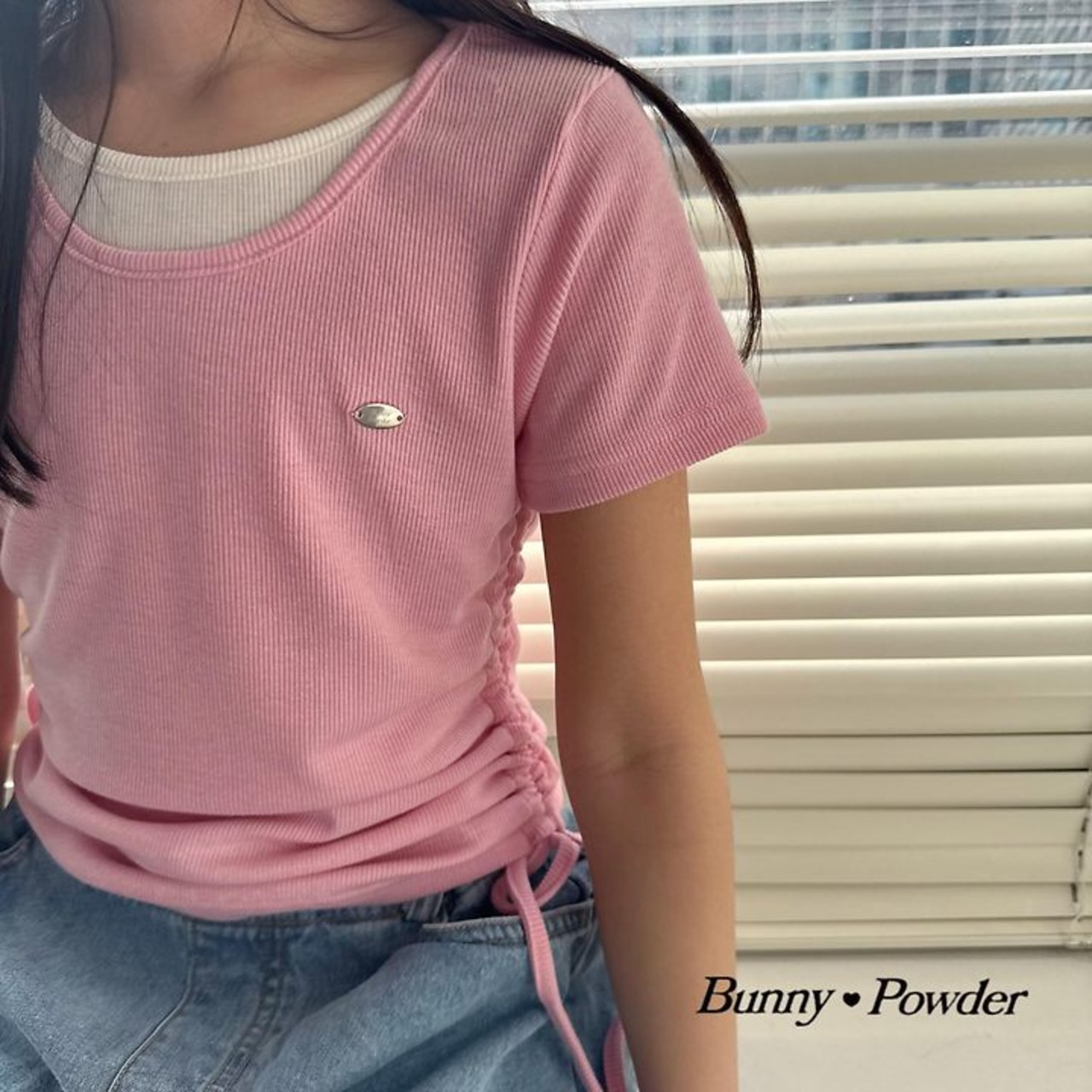 [Bunny Powder] Shirred layered tee (2XL/3XL/4XL) / [버니파우더] 셔링레이어티 (2XL/3XL/4XL)