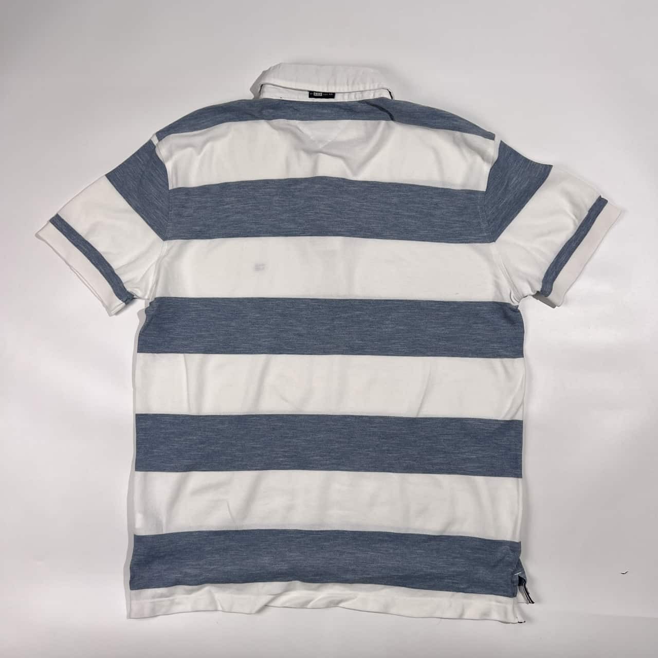 TOMMY HILFIGER トミーヒルフィガー ボーダー 鹿の子 半袖 ポロシャツ サイズ XL /ホワイト×ブルーグレー系 メンズ