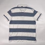 TOMMY HILFIGER トミーヒルフィガー ボーダー 鹿の子 半袖 ポロシャツ サイズ XL /ホワイト×ブルーグレー系 メンズ