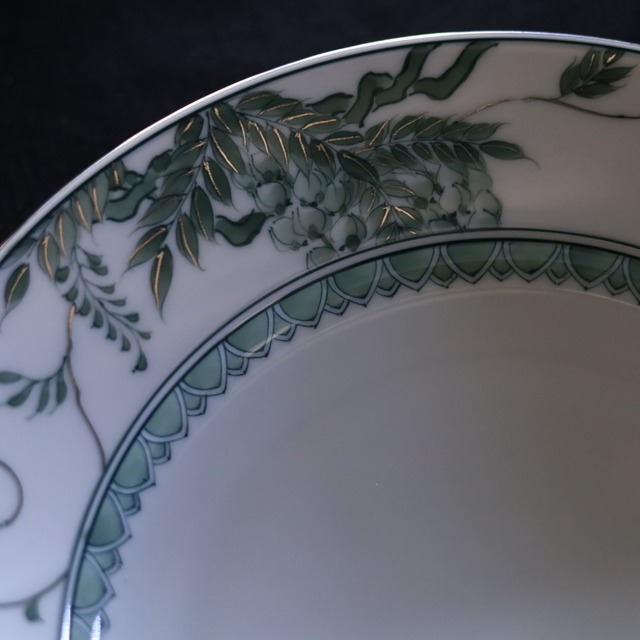 AS 平戸松山窯 プラチナ付クロム六彩花25プレート皿