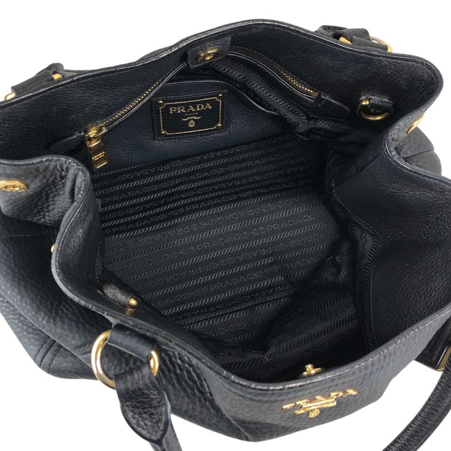 PRADA プラダ ヴィッテロダイノ トートバッグ ブラック ロゴ レザー vintage ヴィンテージ オールド fpj5iw