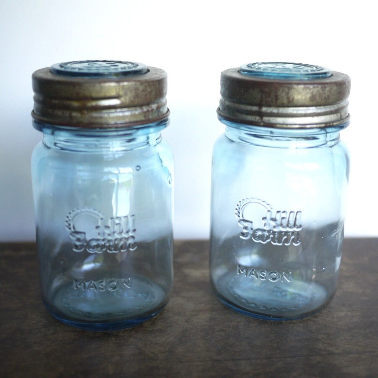THTメイソンジャー2個 ガラス保存容器 ダブルキャップ アメリカ