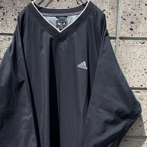 【XLサイズ】adidas GOLF アディダス ゴルフ 00s ロゴ刺繡 プルオーバー ジャケット 黒 × 白