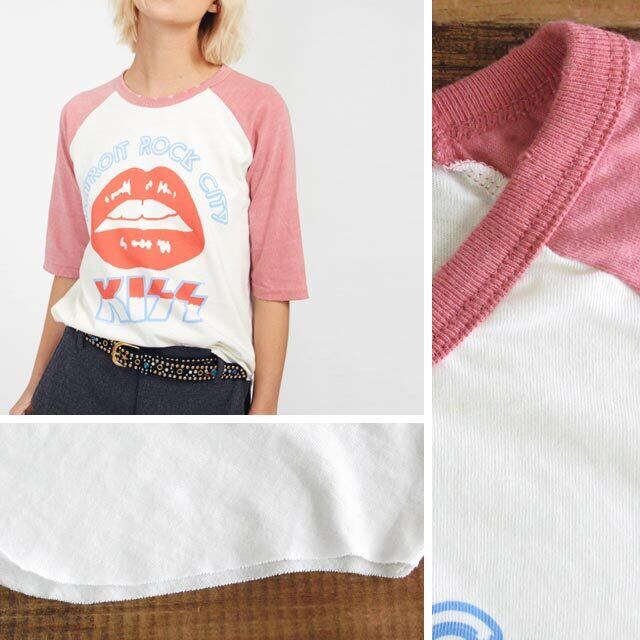 送料無料 Junk Food ジャンクフード Kiss デトロイト ロック シティ レディース 5分袖 ラグラン Tシャツ Kei Style