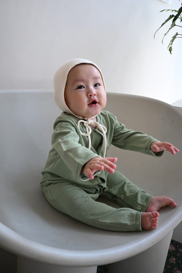 【&pal】fine stripe rompers/3color