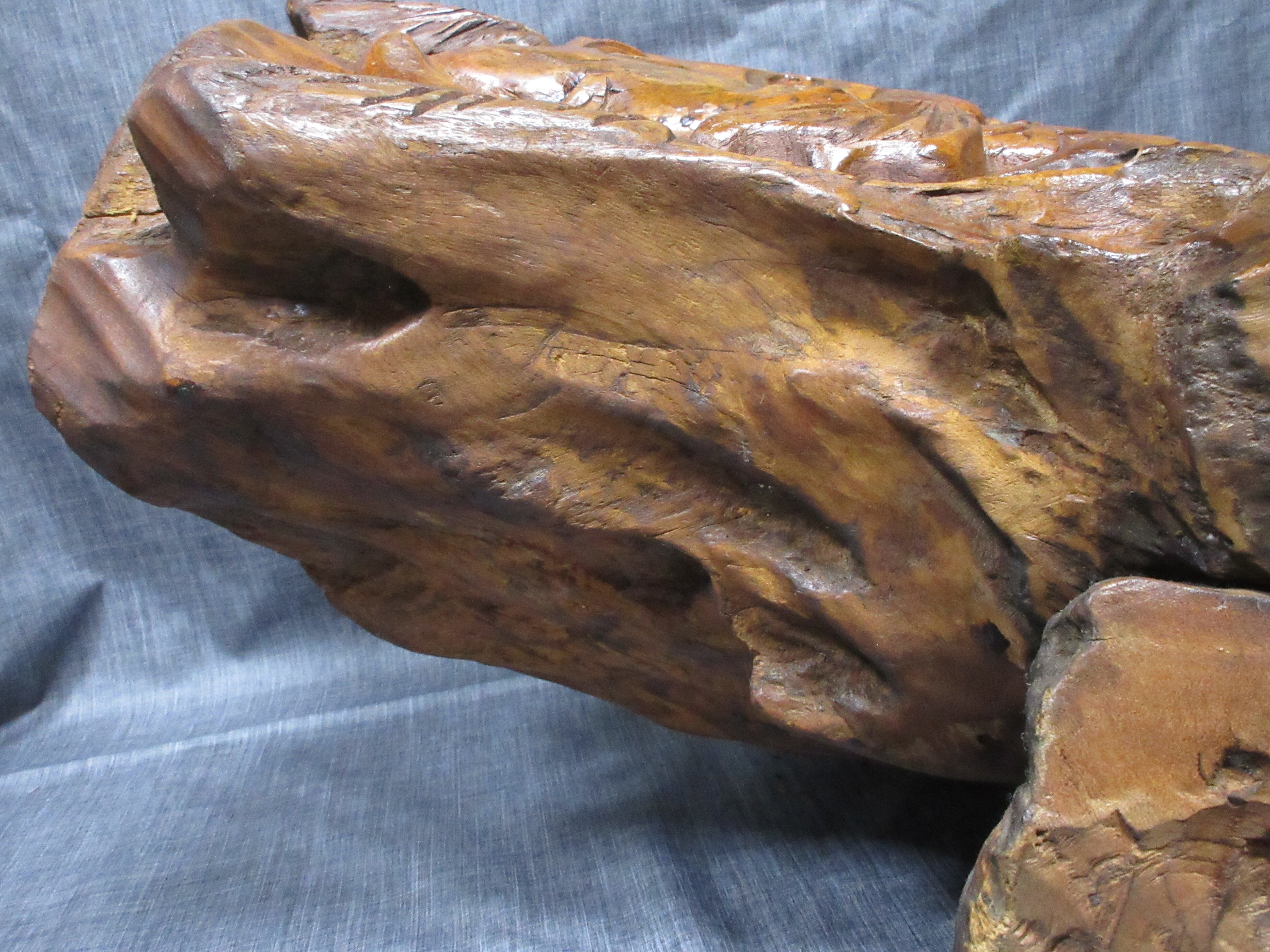 木彫り 彫刻 一刀彫 鯉 コイ カープ 天然木造 レア物 | ギャラリー寿