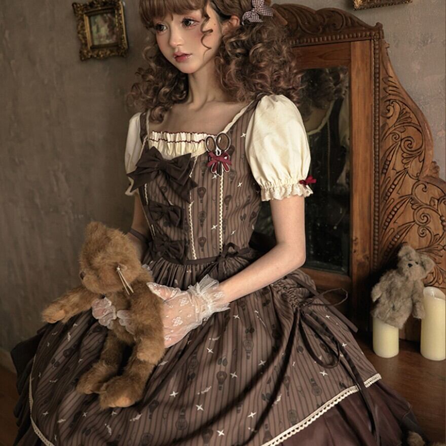 秋ワンピ クラシカルロリィタ ワンピース ロング丈 レイヤード風