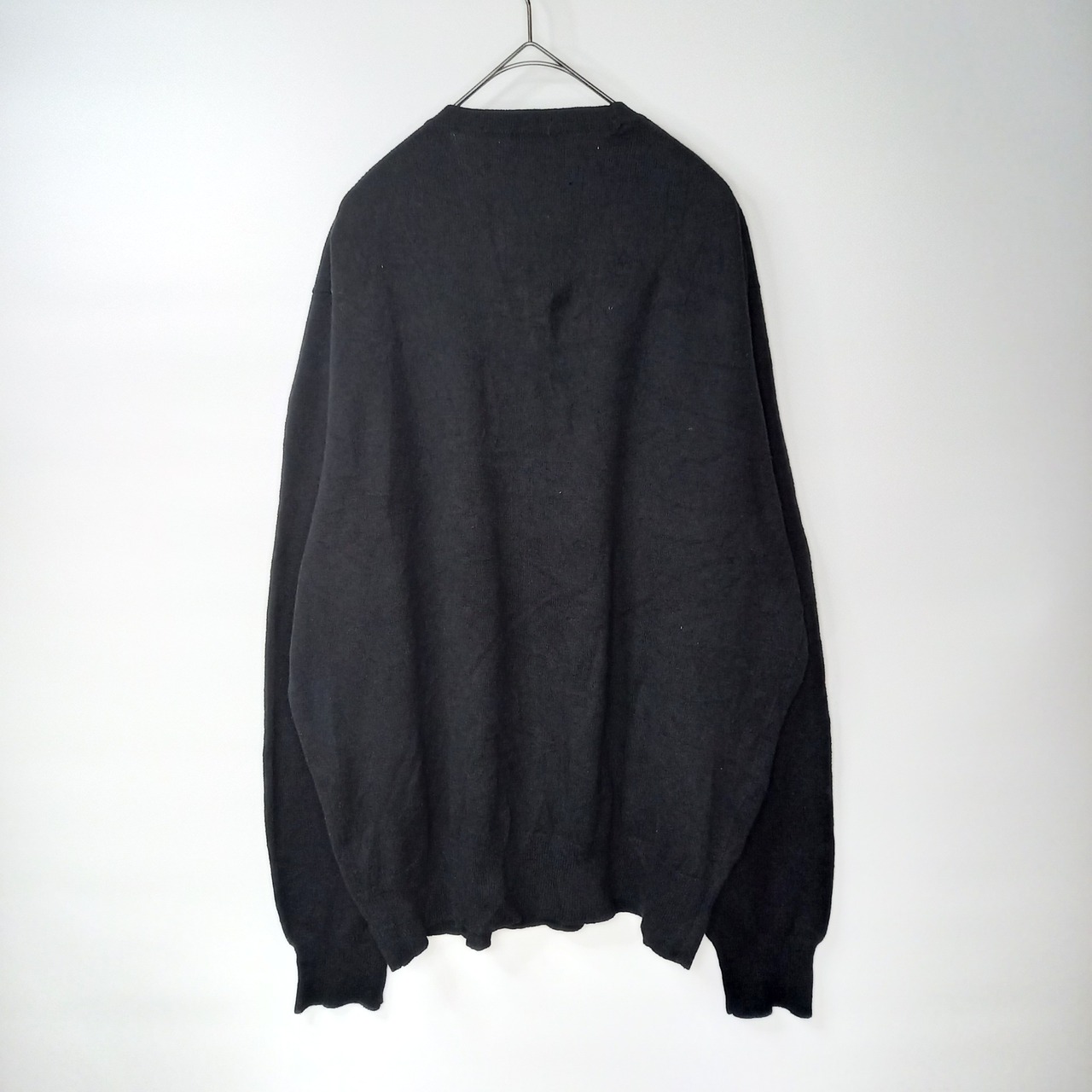 IZOD　Vネック　コットンニット　セーター　無地　薄手　ブラック　L/G