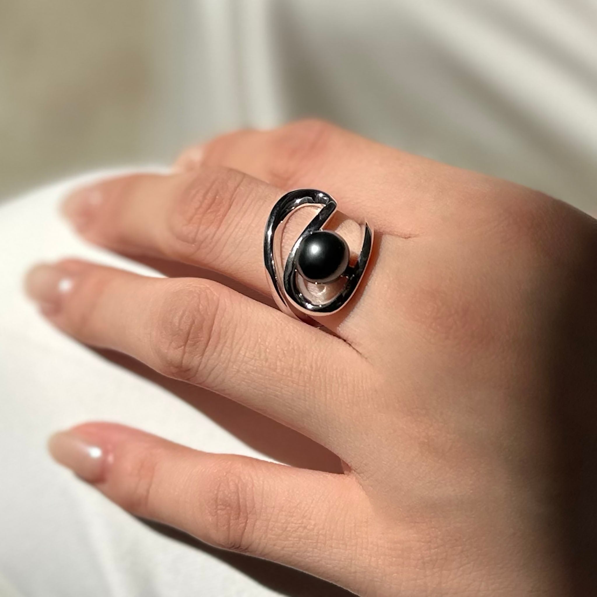 Black pearl ring SMR5 黒蝶真珠リング | Maggie jewelryJapan マギー
