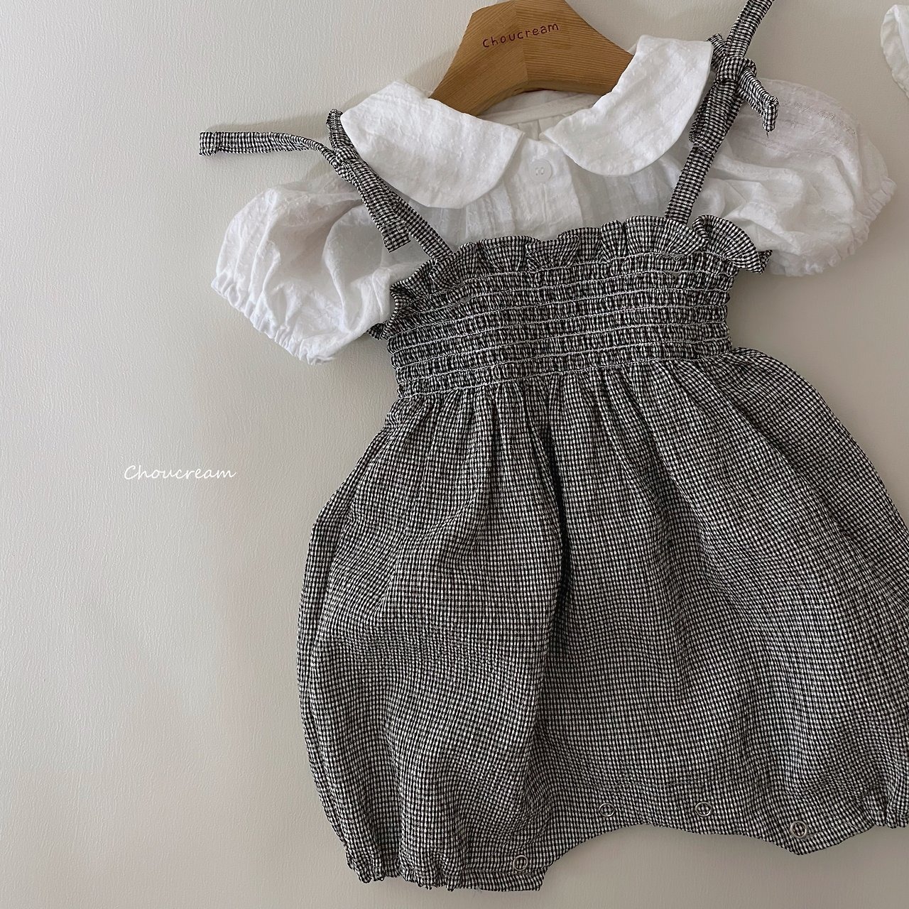 [choucream] Check Smoke Bodysuit (bebeS) / [슈크림] 체크스모크슈트 (bebeS)