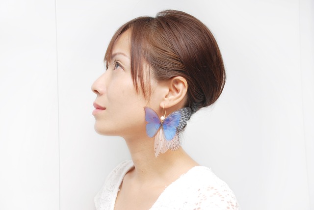 蝶ピアス(イヤリング変更可)Sapphire Fairy Dream Earring クリスマスカラー