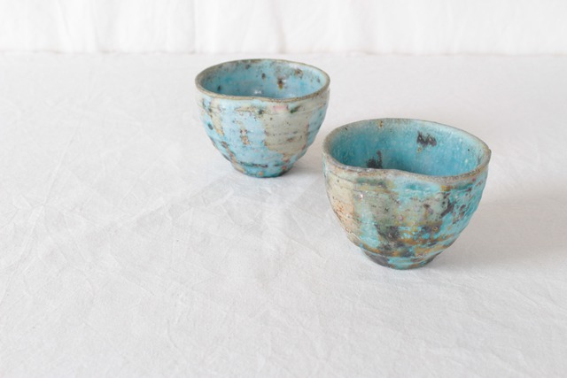 【春萌窯】青フリーカップ　C・D