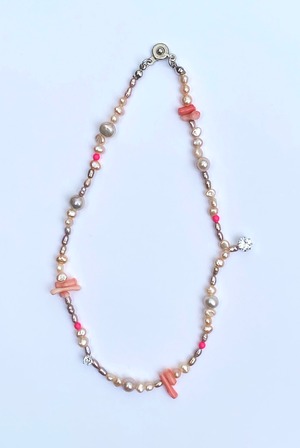 Pearl, Coral, Swarovski Necklace(small size)