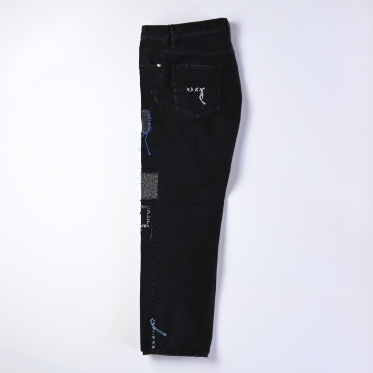 KUON / Sashiko Mended Black Denim Trousers