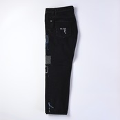 KUON / Sashiko Mended Black Denim Trousers