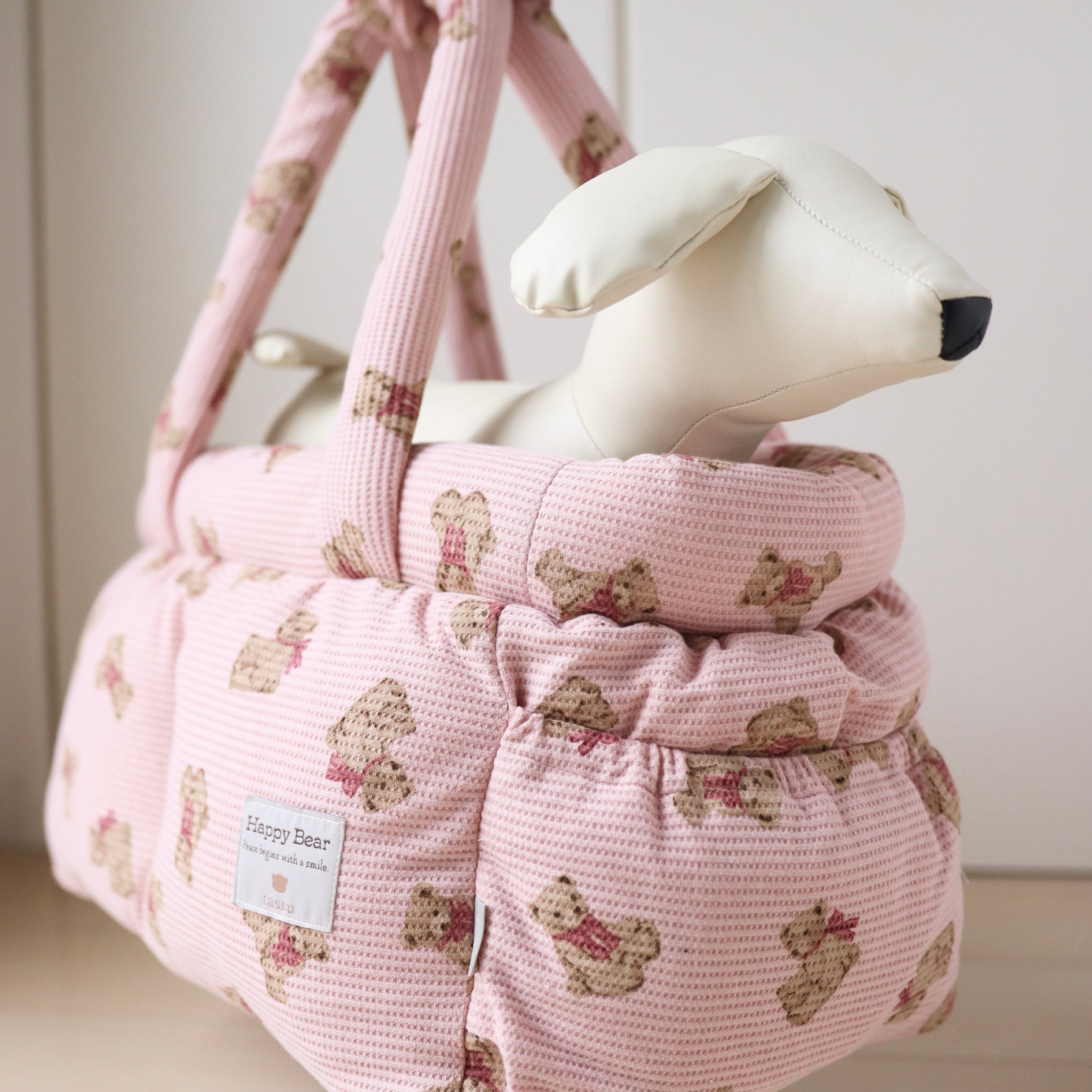 即納】tassu くまプリントワッフルキャリーバッグ 【KL010】 | Petit Klara