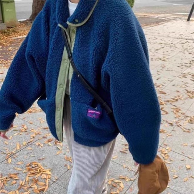 【予約販売】ブルゾン レディース アウター ボア 2WAY リバーシブル ショート丈 オレンジ グリーン レッド こなれ感 大人可愛い シンプル ベーシック 通勤 通学 おしゃれ 韓国 トレンド