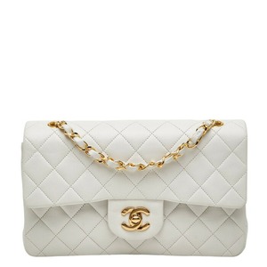 シャネル ココマーク マトラッセ23 ダブルフラップ チェーン ショルダーバッグ ホワイト ラムスキン レディース CHANEL 【中古】