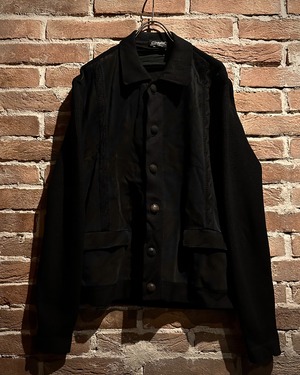 【Caka act3】70’s-80’s “Cortefiel” Nuback Leather Switching Euro Vintage Knit Jacket