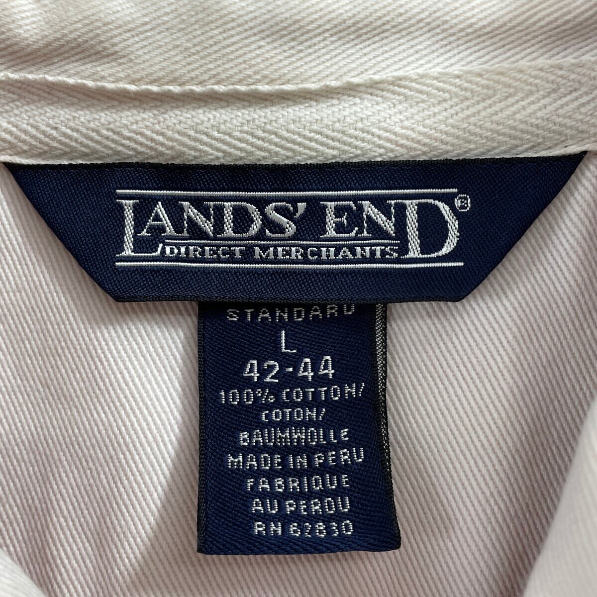 90年代 LANDS' END ランズエンド ライン入り ラガーシャツ メンズXL