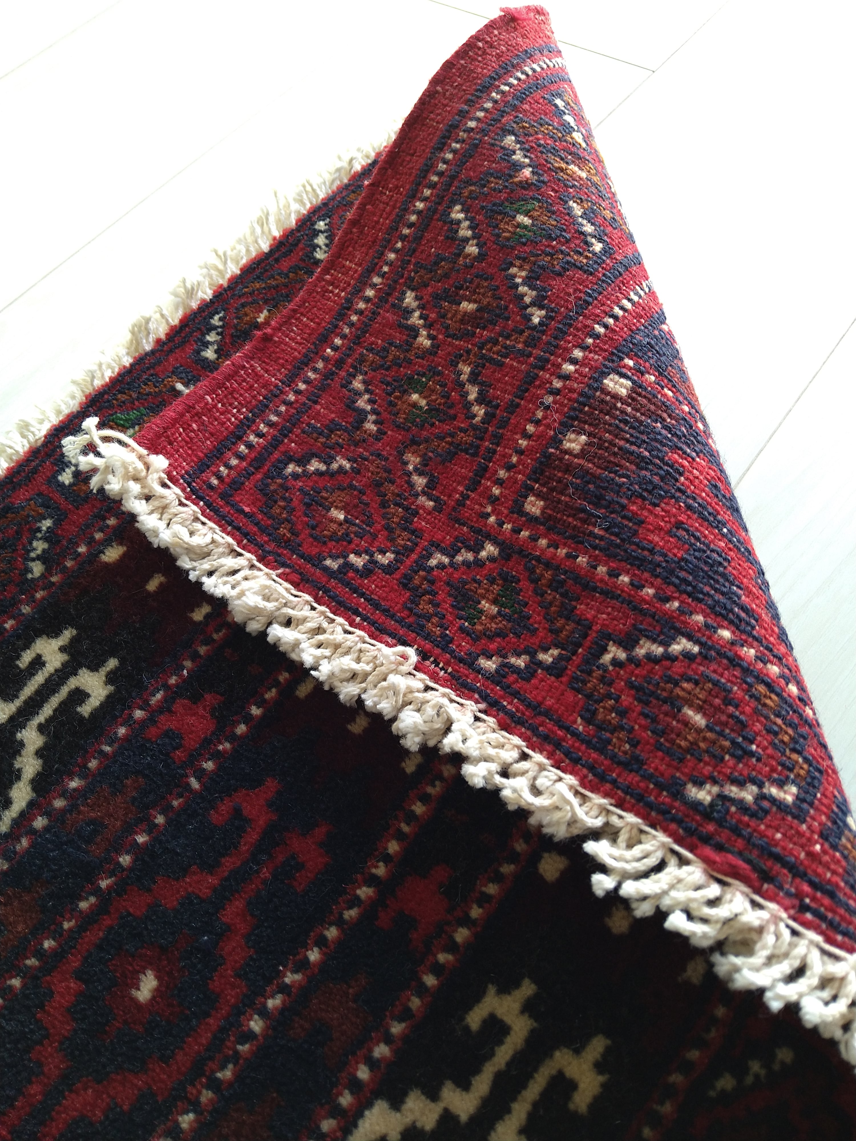 Vintage Mini Persian Rug 62x35cm Chic Red Baloch ペルシャ絨毯