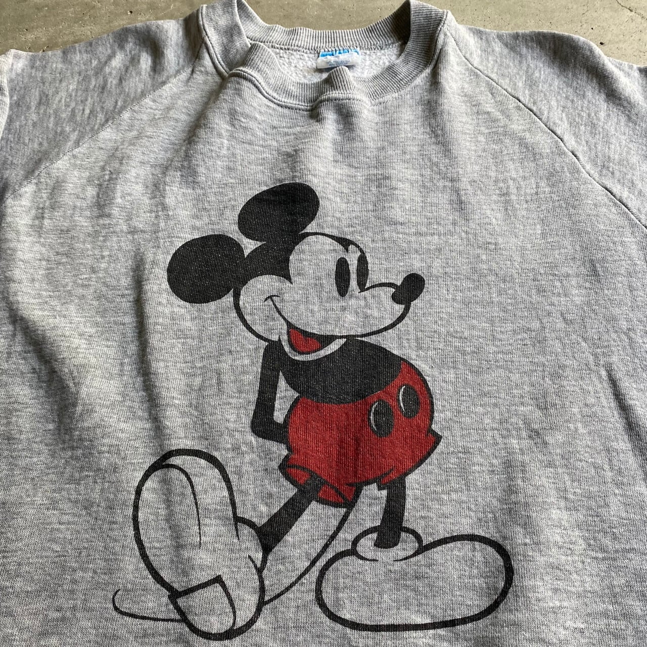 Disney 80s USA製  ミッキー 袖ライン ラグランスウェット XL