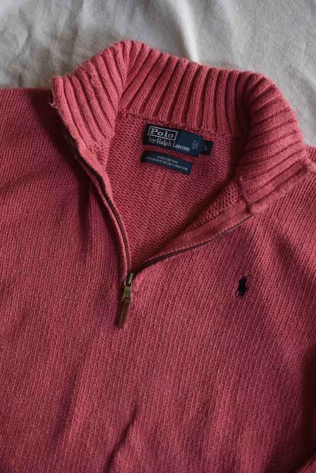 OK/90's "polo by Ralph Lauren" harf zip cotton knit